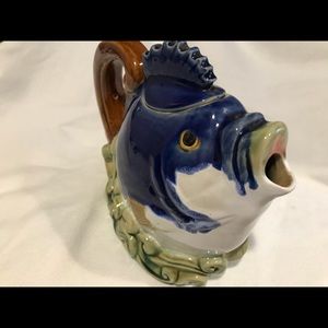 Blue fish tea pot